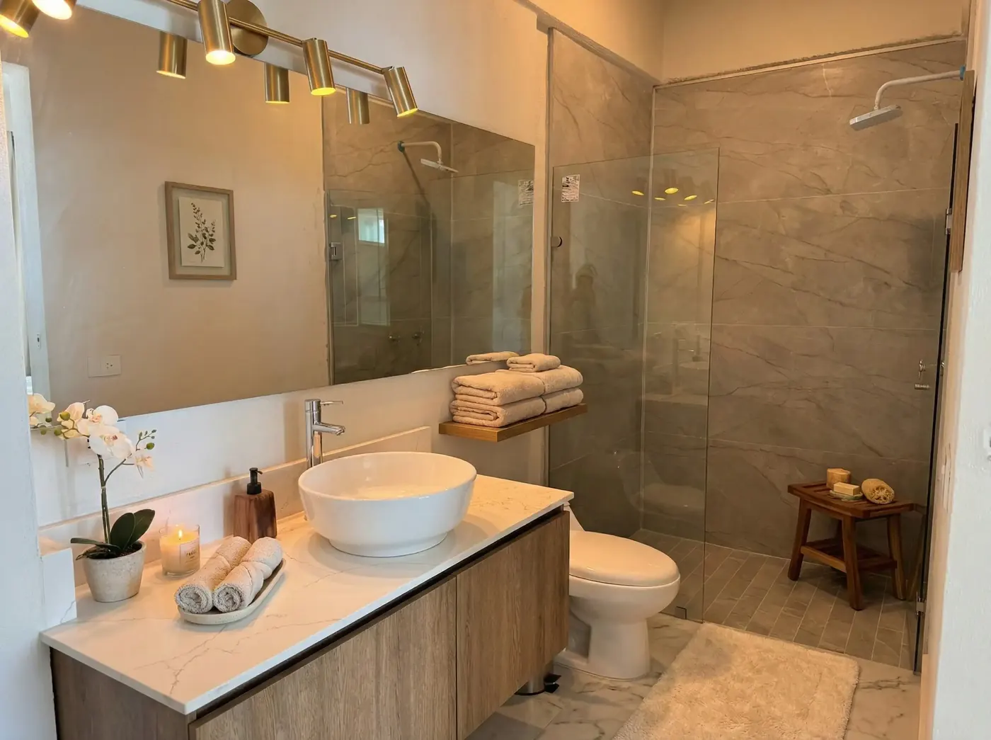 Baño con cancel de cristal